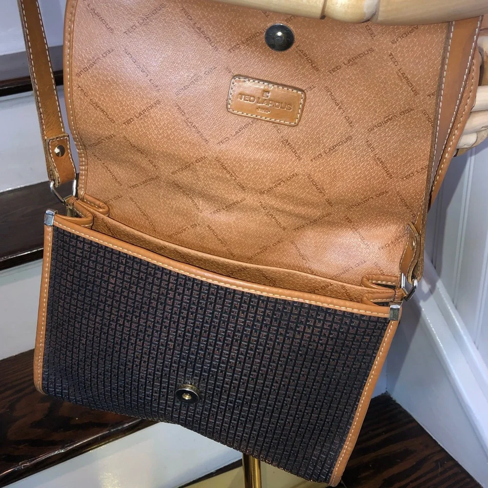 TED LAPIDUS Paris Monogram Leather PVC Crossbody Strap Shoulder Bag RARE HTF